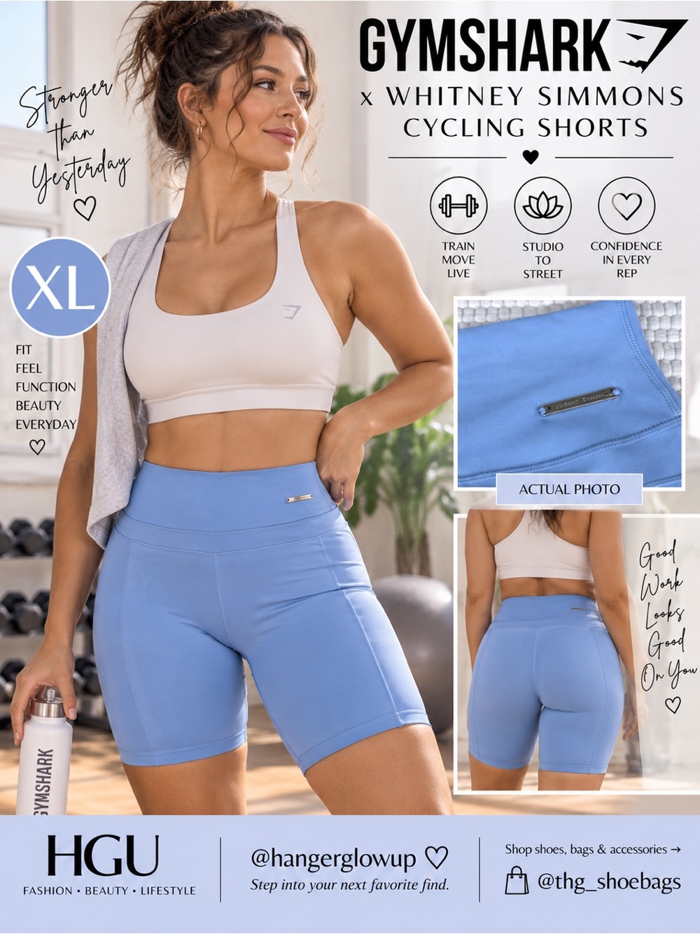 Gymshark x Whitney Simmons Cycling Shorts Periwinkle Blue XL